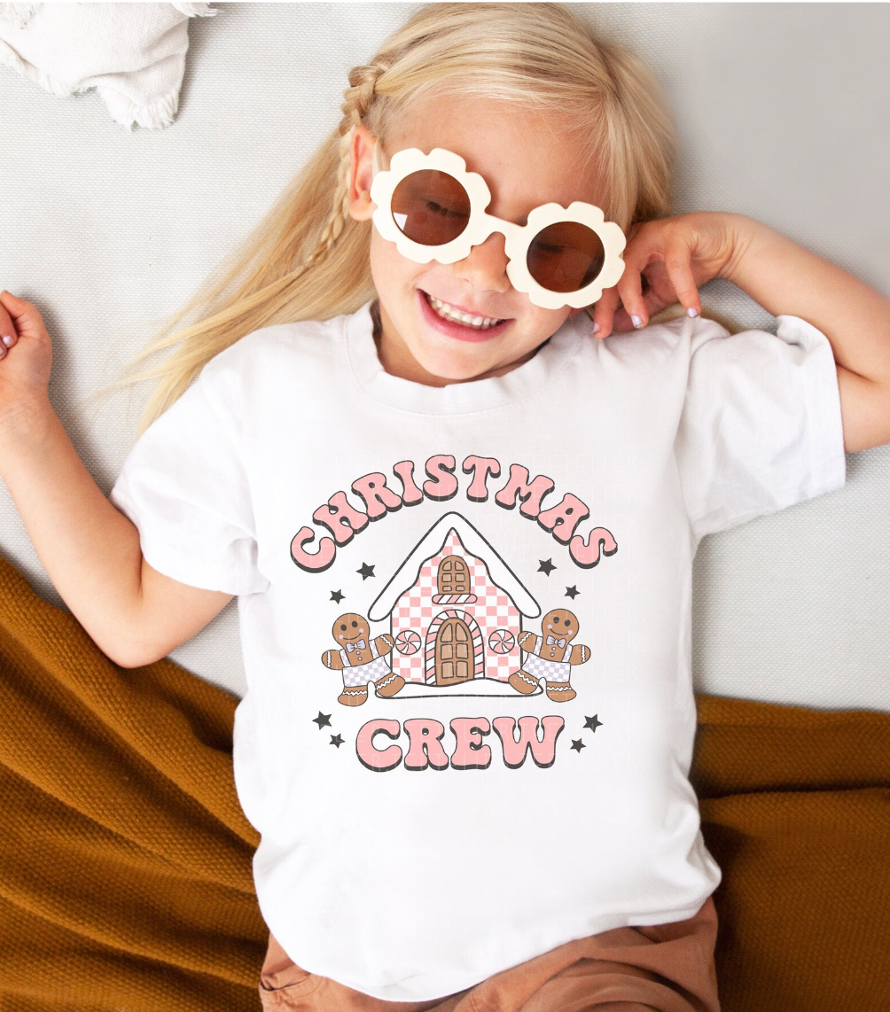 Matching Christmas Crew Gingerbread House White Tees