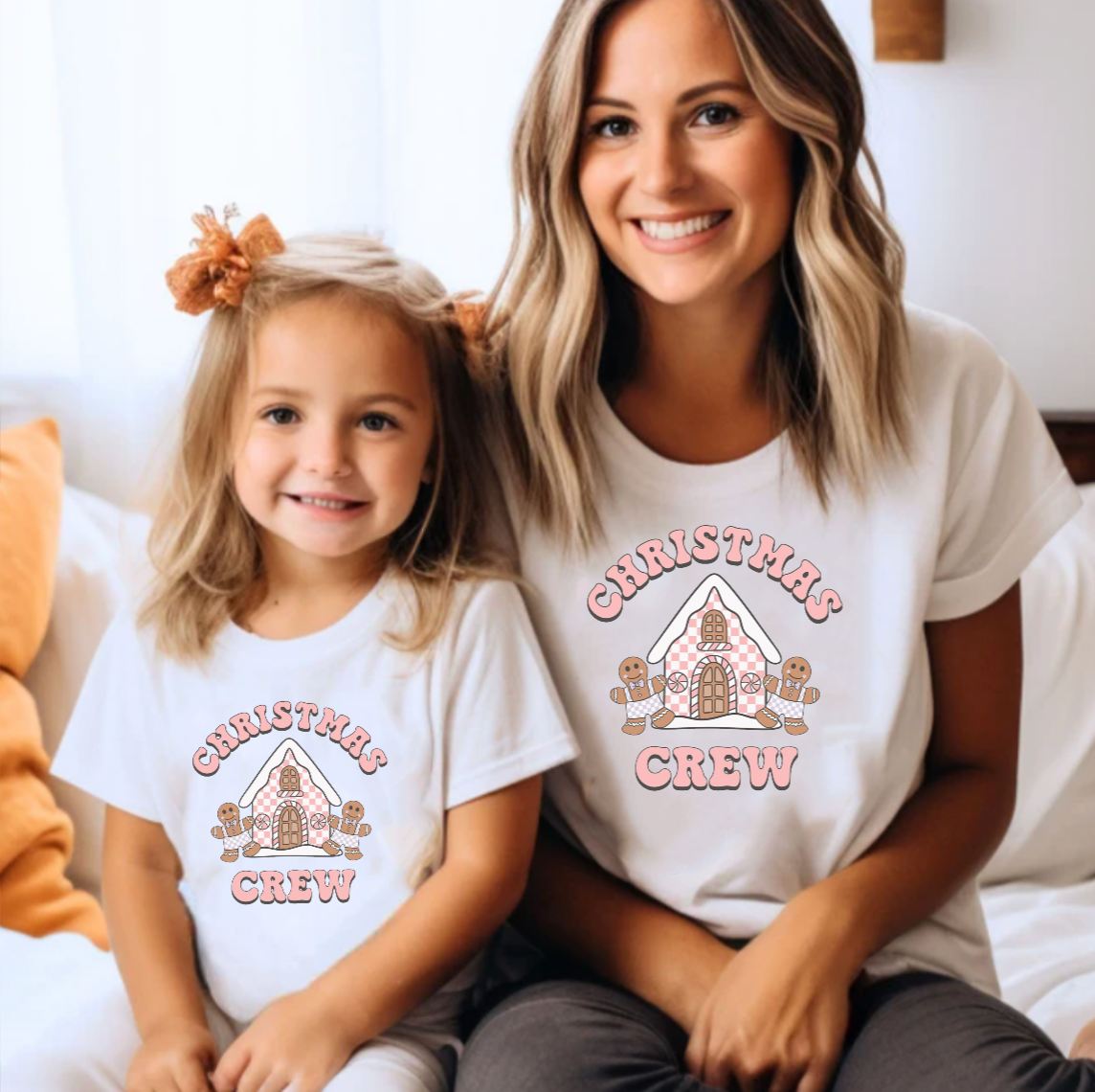 Matching Family Christmas Crew Gingerbread House White Shirts