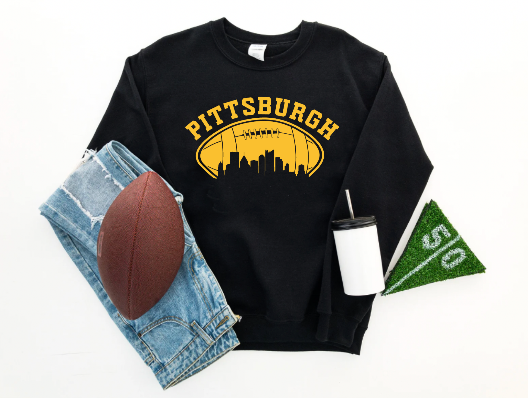 Pittsburgh Football Black Crewneck Sweatshirt