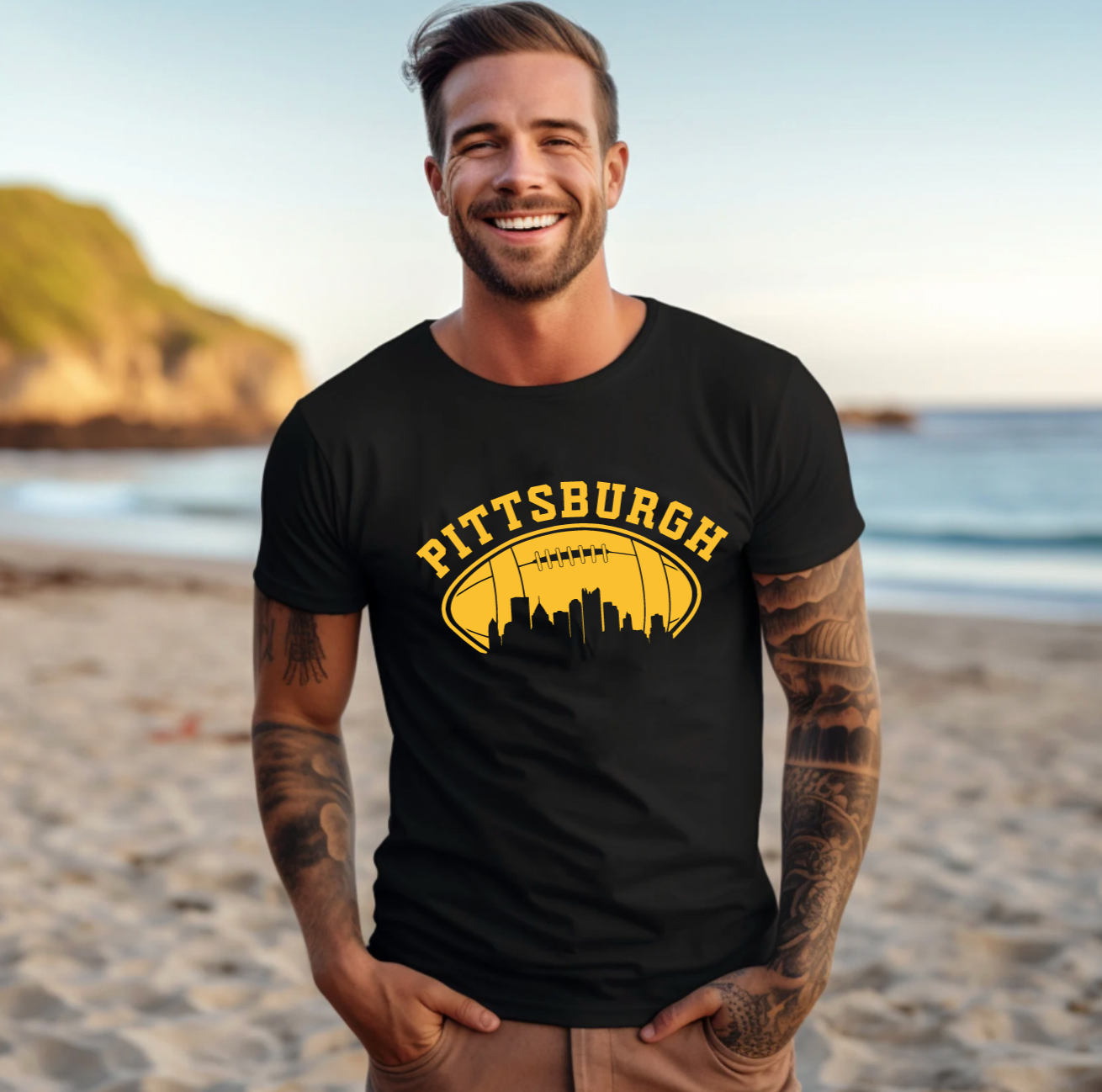 Pittsburgh Football Black Short Sleeved T-Shirt