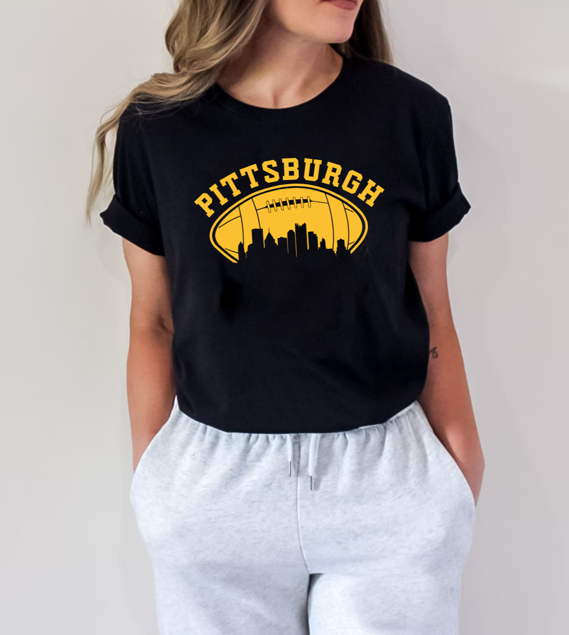 Pittsburgh Football Black Short Sleeved T-Shirt