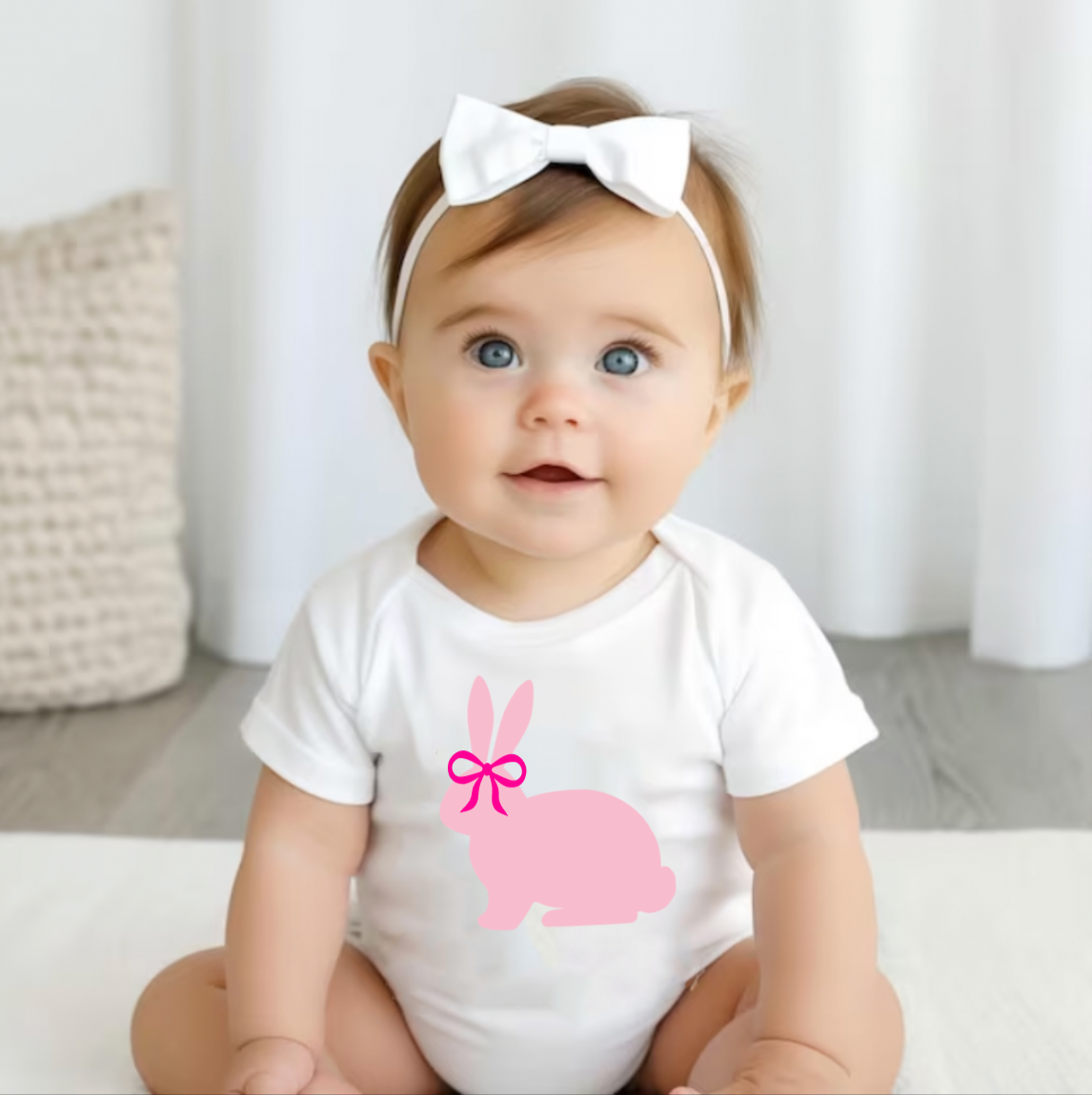 Pretty Easter Bunny Bow Infant Bodysuit