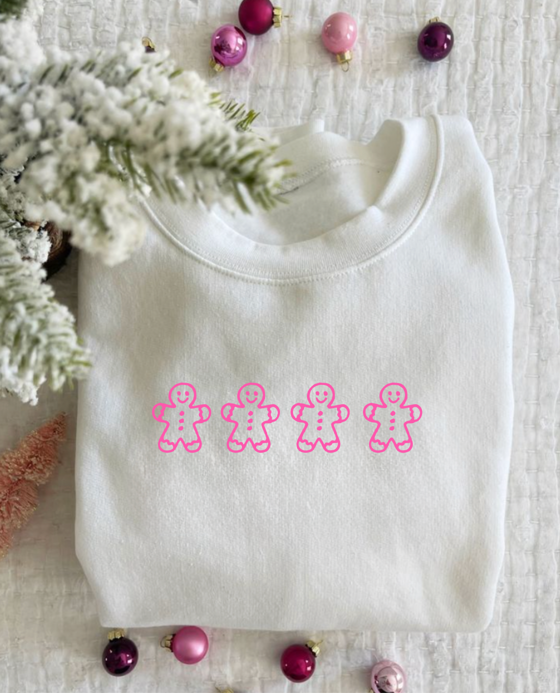 Gingerbread Pink and White Christmas Crewneck