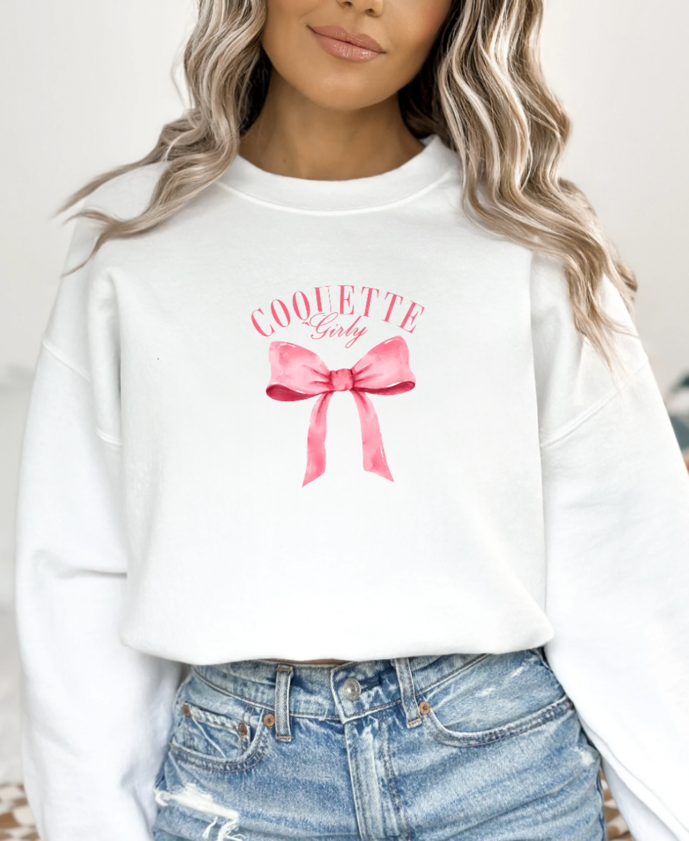 Coquette Girly Pink Bow Valentine's Day Pink Crewneck