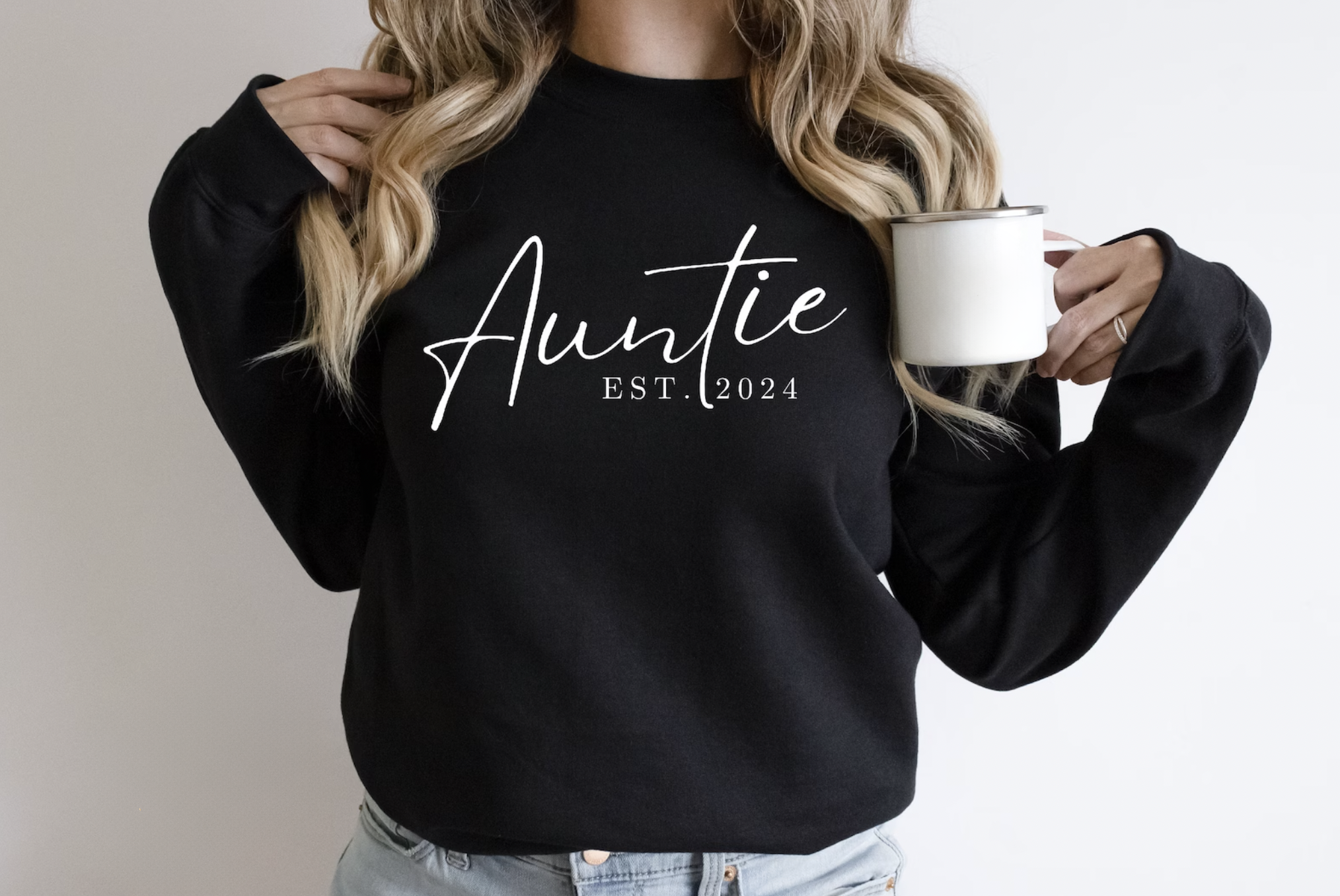 Auntie Black Long Sleeve Crewneck Sweatshirt