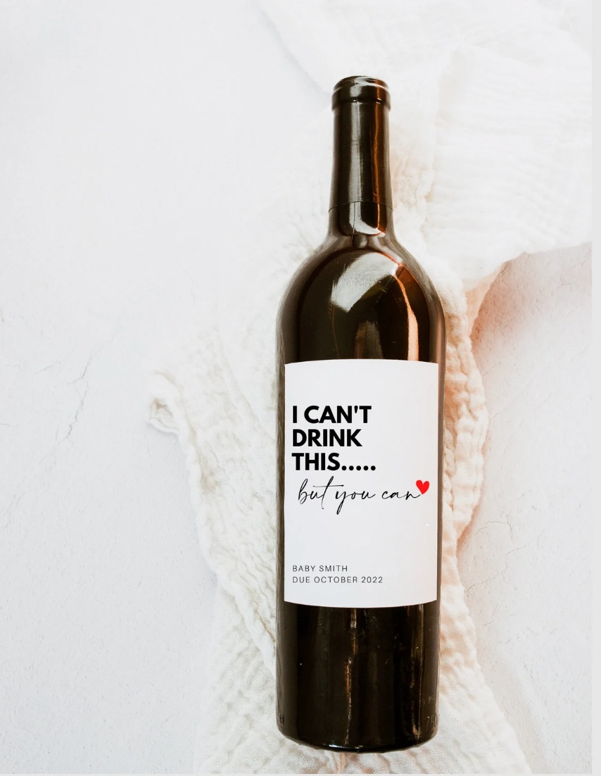 Personalized Pregnancy Announcement Wine Bottle Label