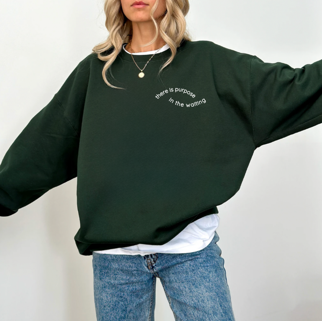 There Is Purpose In The Waiting Dark Green Faith Crewneck