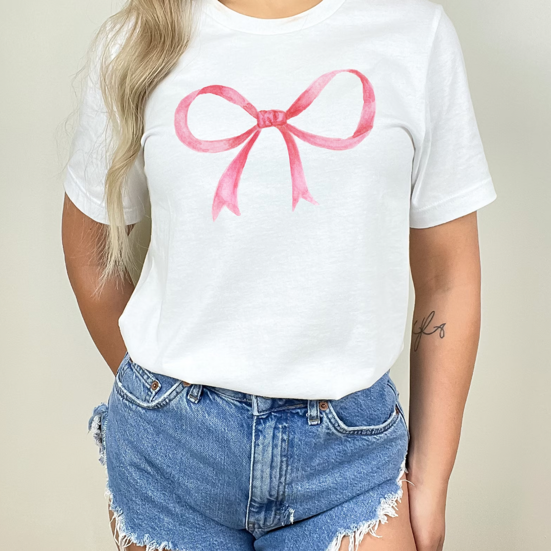 Pink Bow and Coquette Valentine's Day White Tee