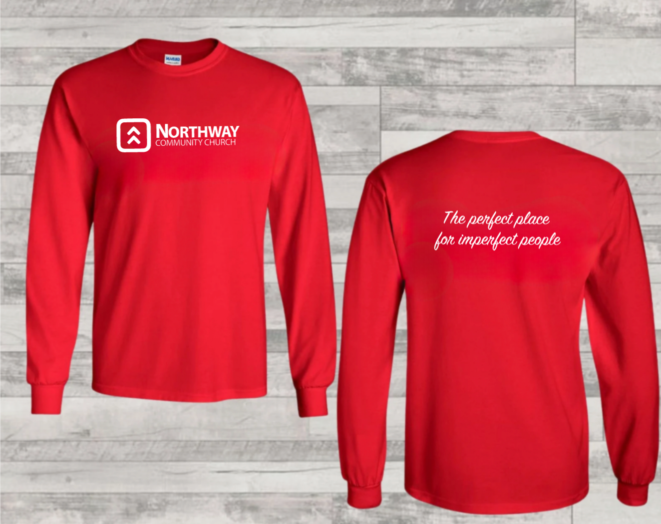 Long Sleeve Tshirt - Black, White, or Red Option Northway Community Church Design