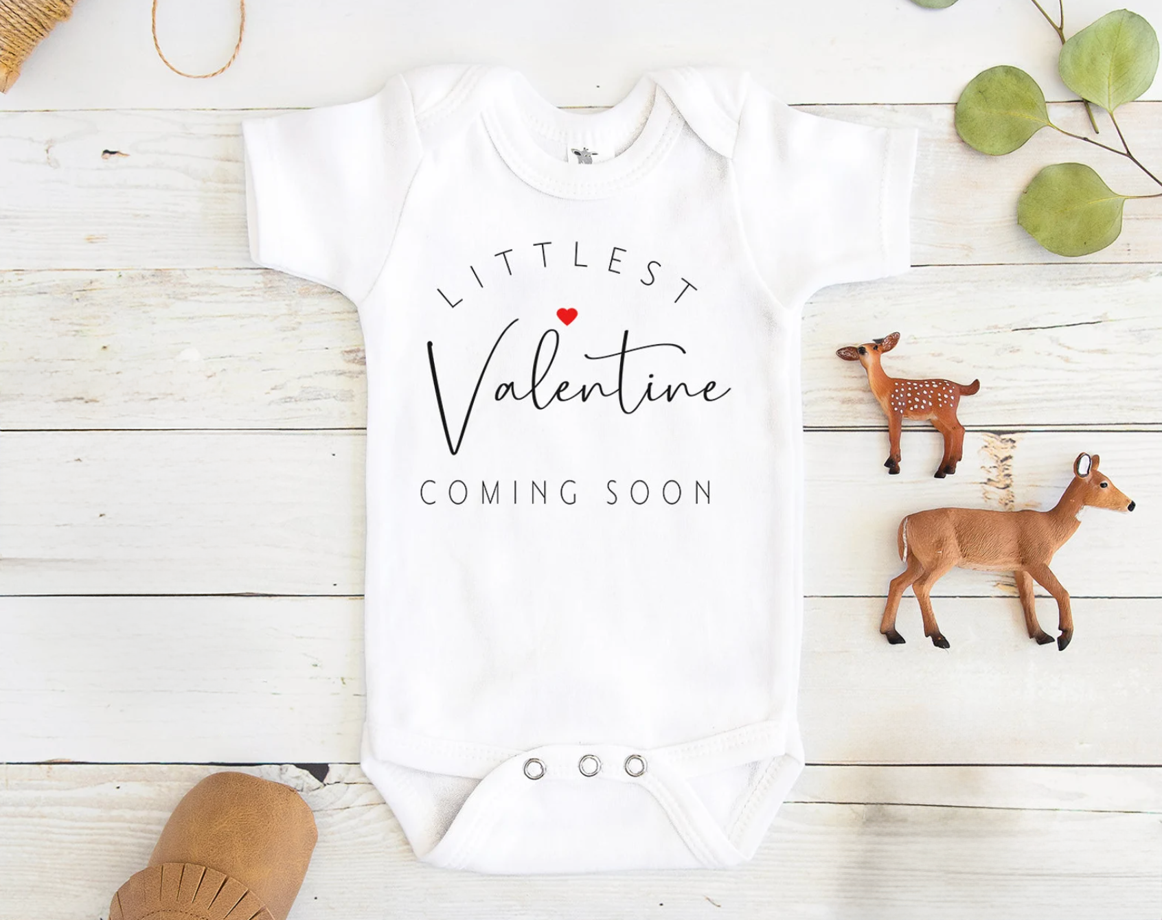 Our Littlest Valentine Coming Soon Pregnancy Announcement Short Sleeve Bodysuit