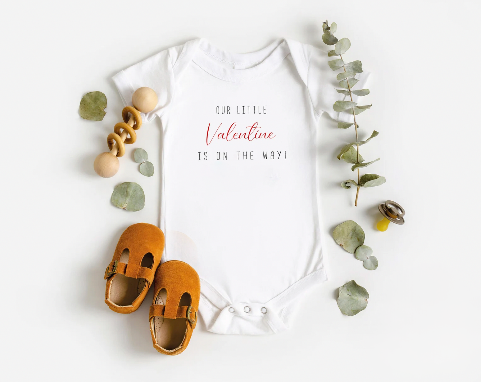 Our Little Valentine Is On The Way Pregnancy Announcement Short Sleeve Bodysuit