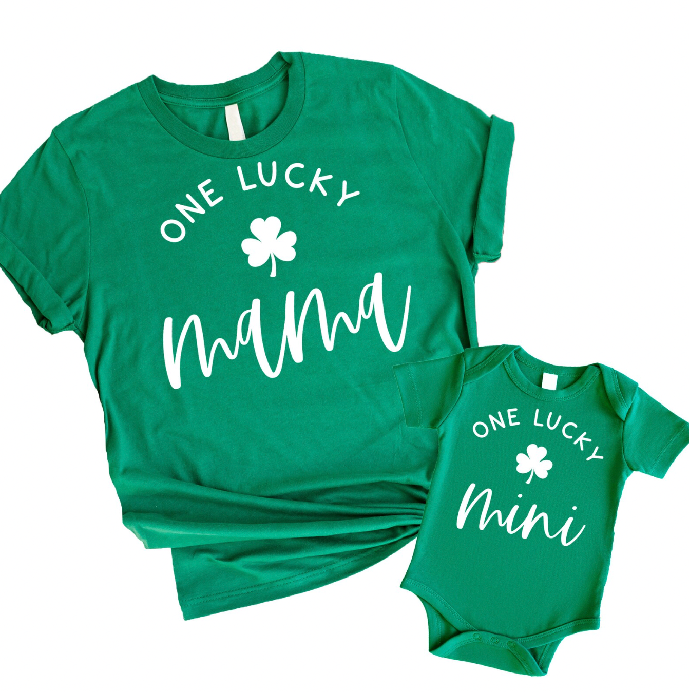 Mama Mini Lucky Charm St. Patricks Day Matching Green Tees