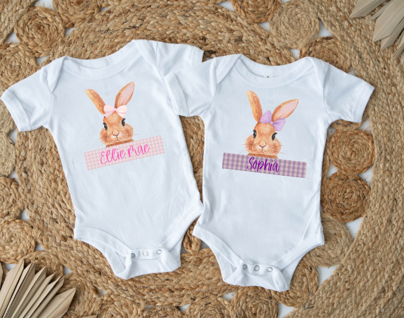 Personalized Easter Bunny Matching White Shirts For Girls