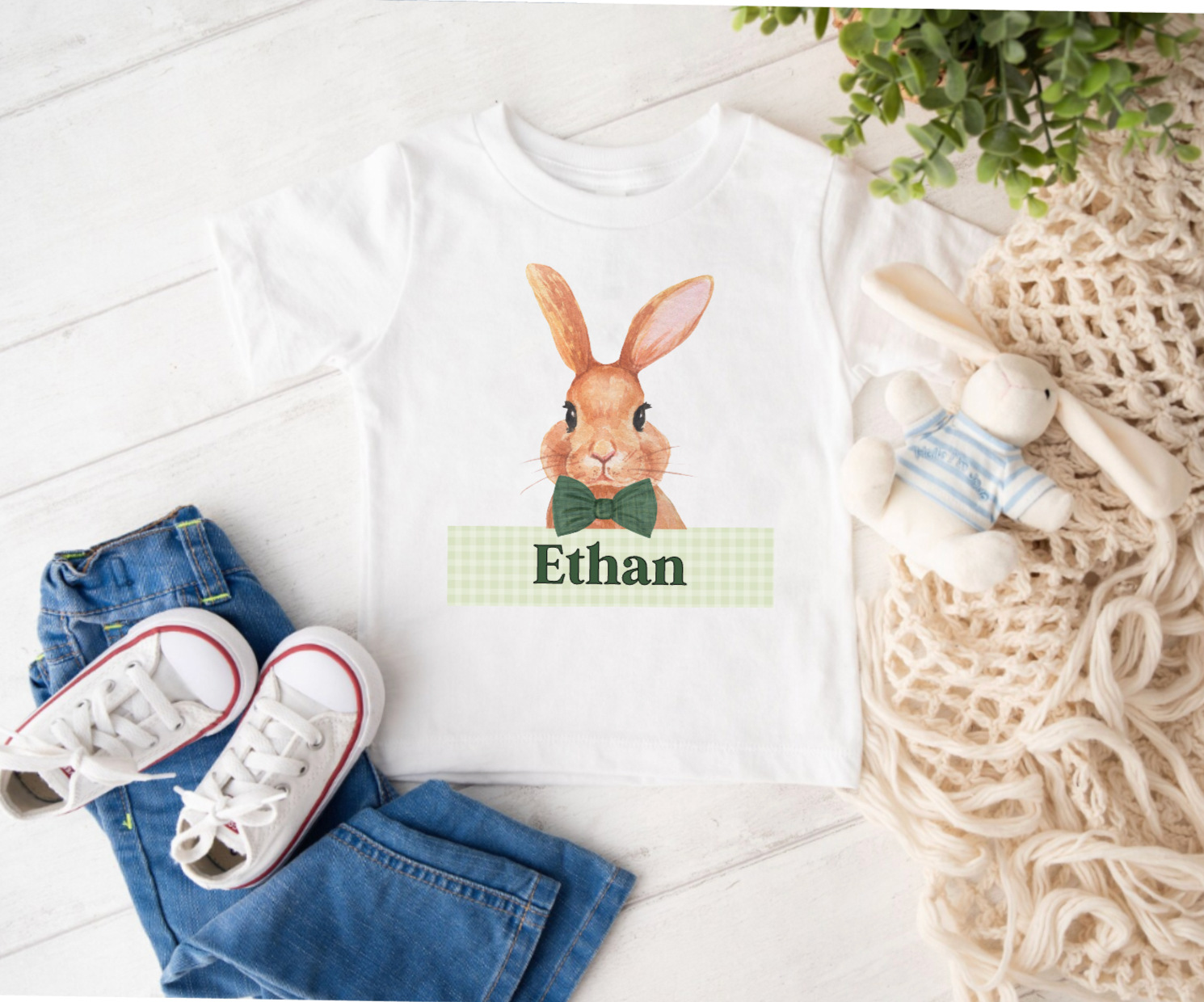 Personalized Easter Bunny Natural Shirts For Boys