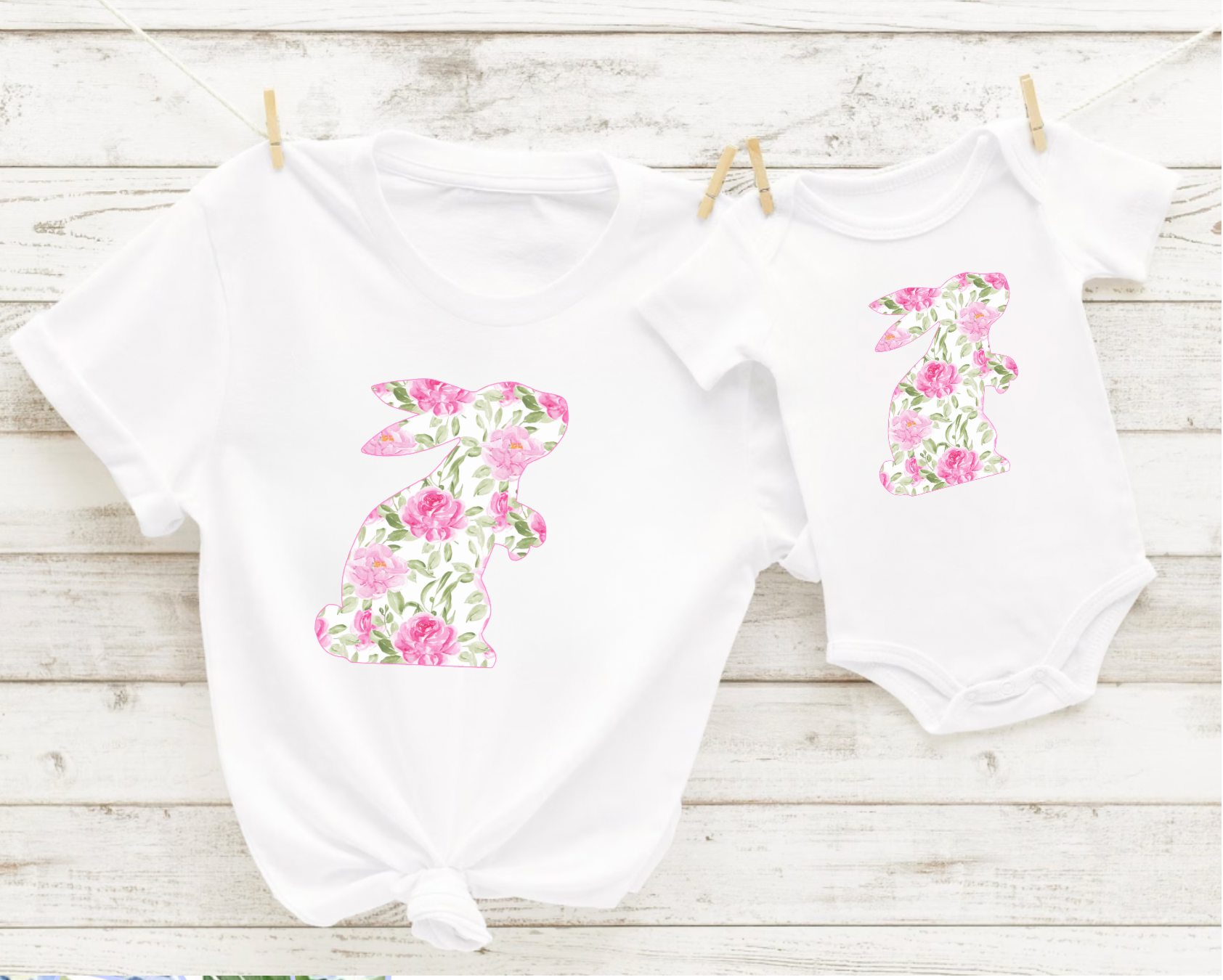 Mommy and Me Spring Floral Easter Matching T-Shirt Set