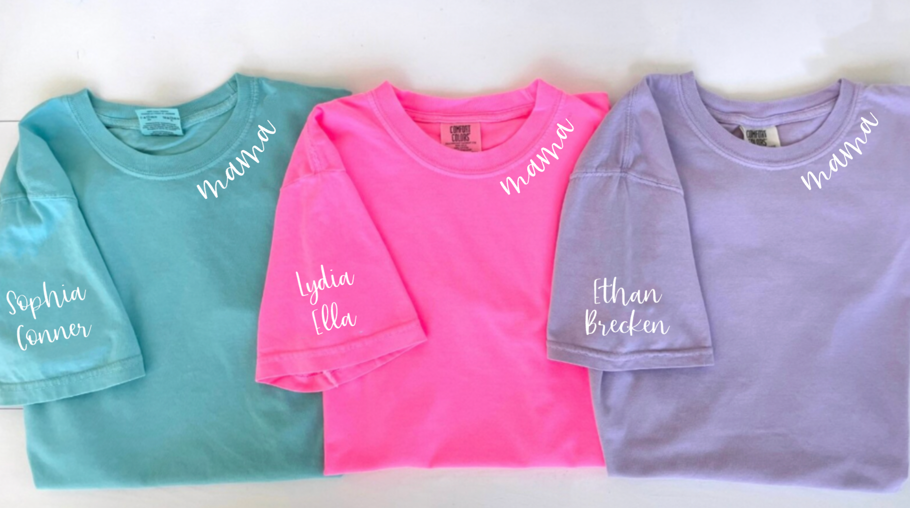 Colorful Mama T-Shirts with Personalized Childs Name