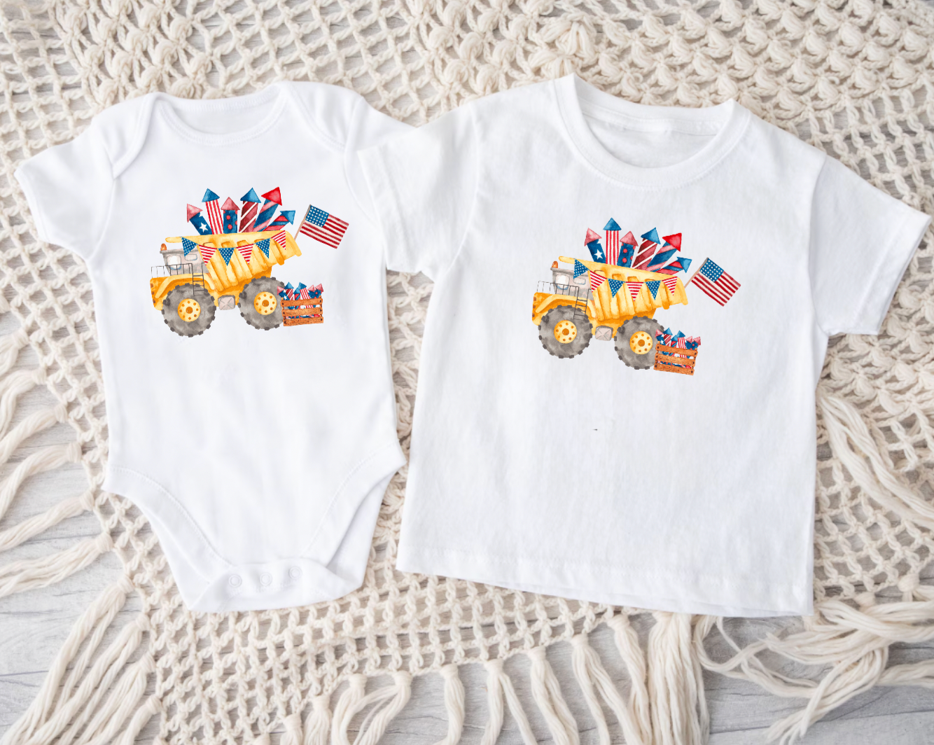 Fourth of July Excavators T-Shirt for Boys