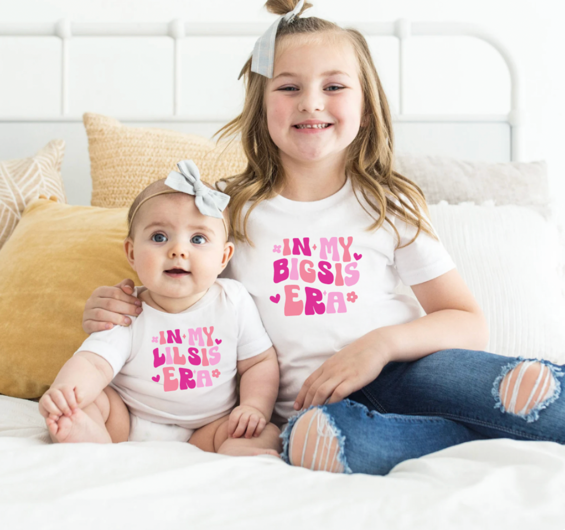 In My Big Sis Lil Sis Era Pink Matching Shirts for Sisters