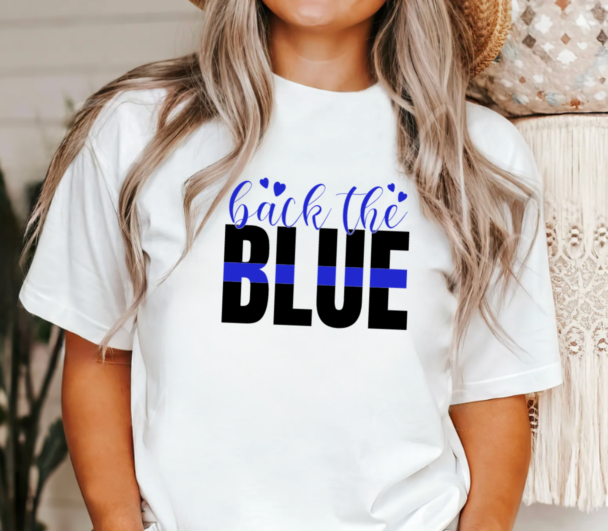 Back the Blue Police White T-Shirt