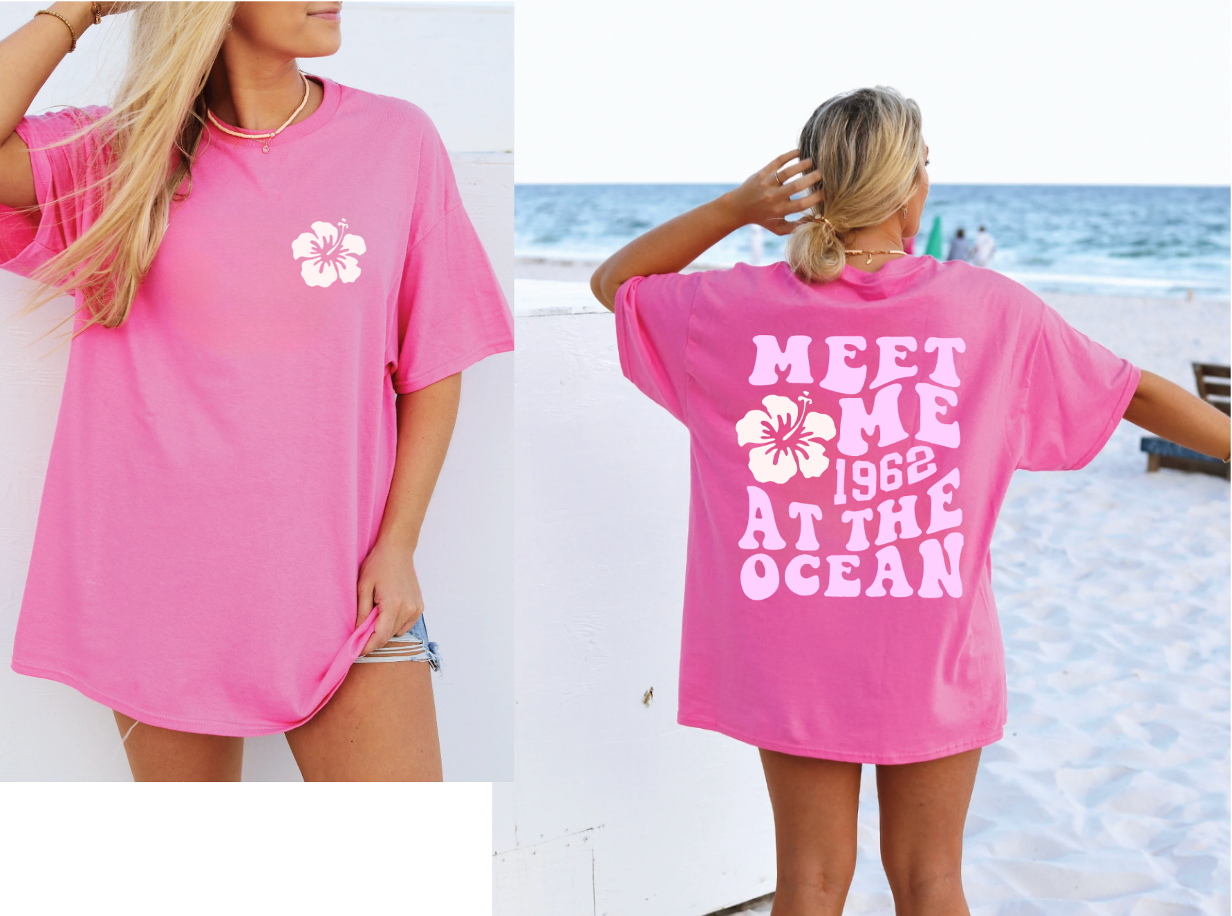 Meet Me At The Ocean Oversized Pink Shirt