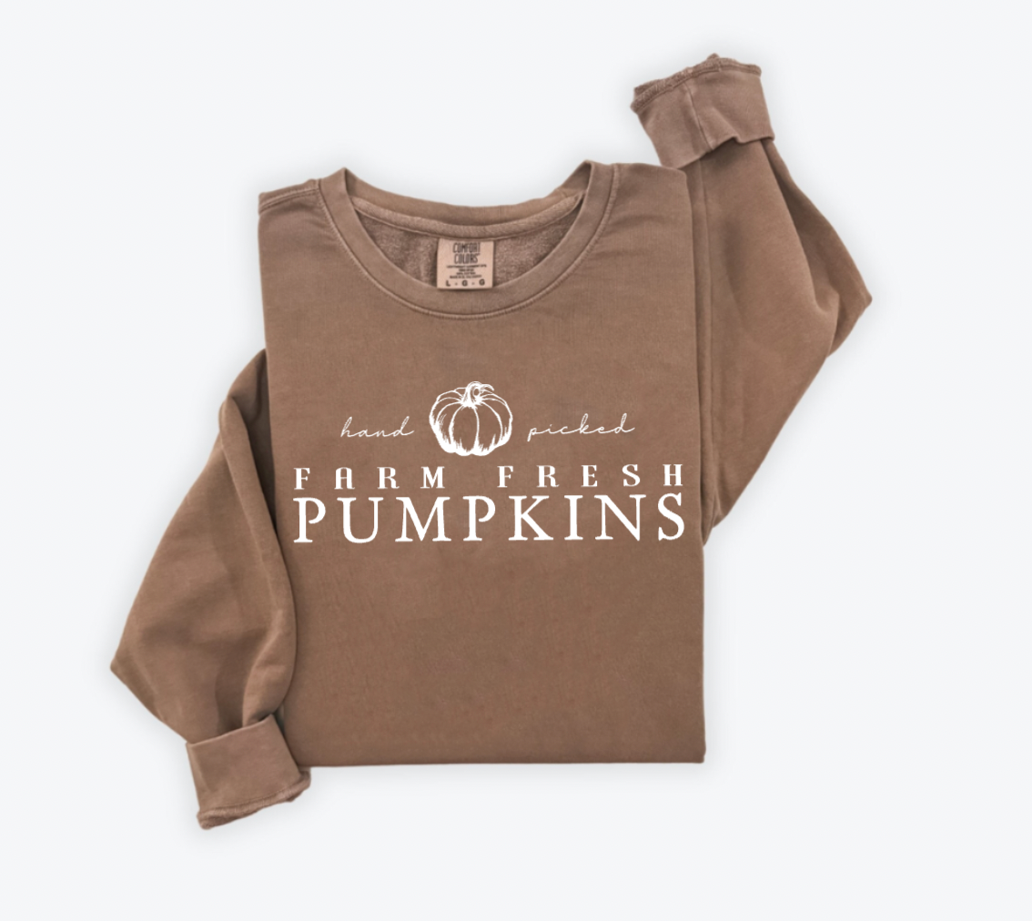 Farm Fresh Autumn Harvest Brown Comfort Colors Crewneck