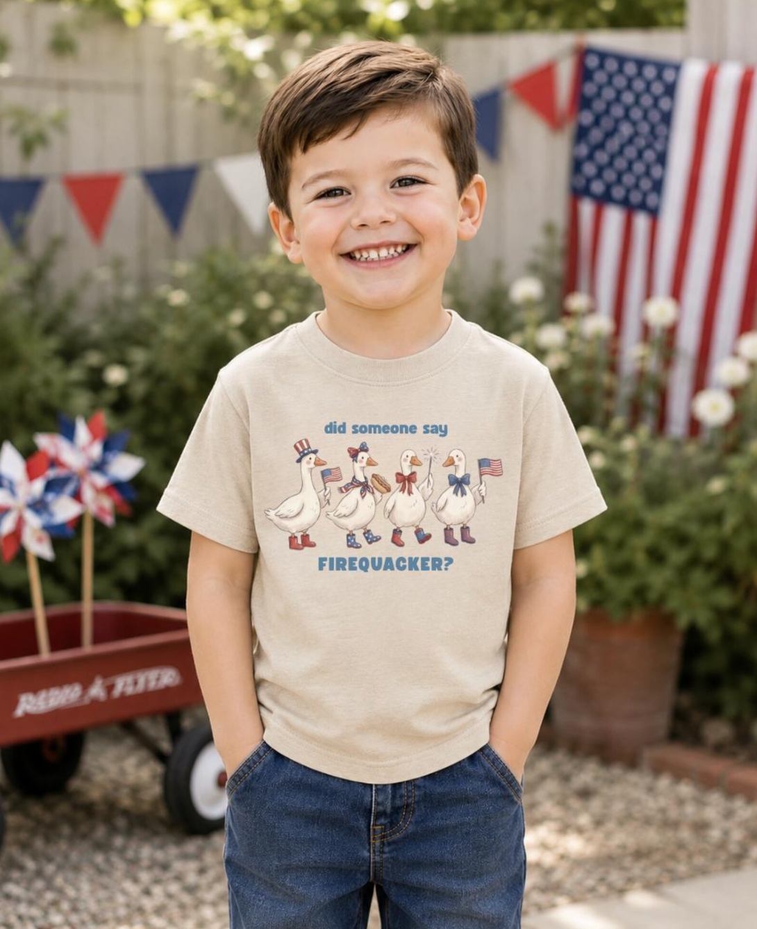 Did Someone Say Firequacker Shirt for Kids, Funny Fourth of July Duck Shirt, Patriotic Kids Tee, July 4th Shirt