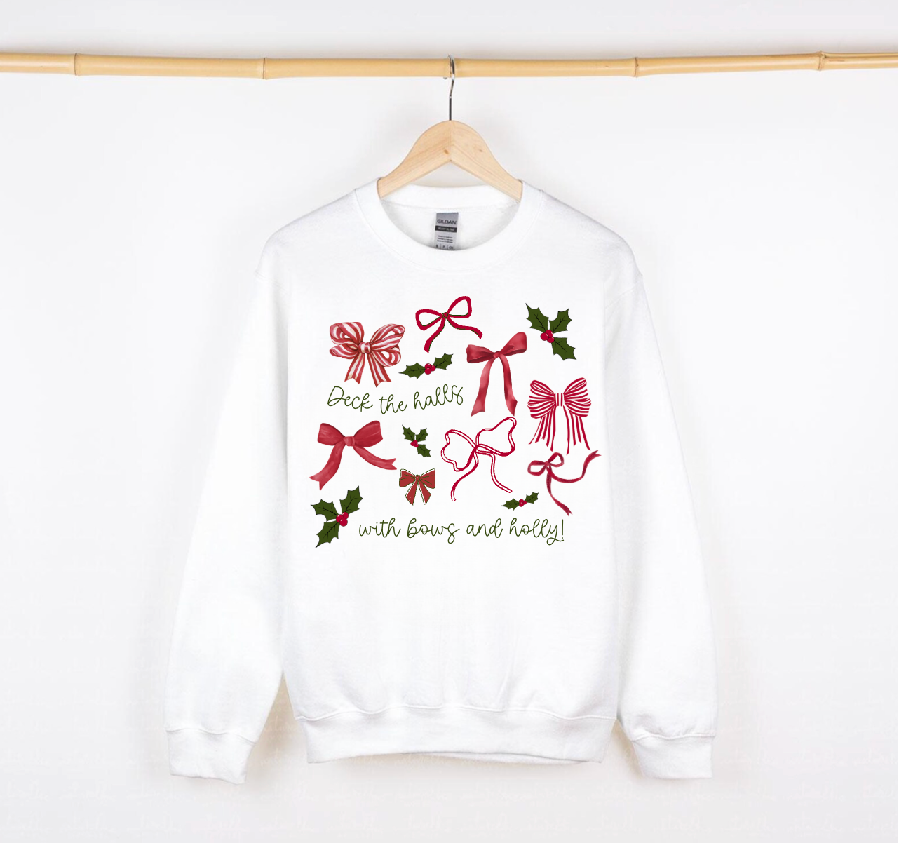 Deck the Halls with Bows and Holly Christmas Crewneck – Festive Holiday Sweatshirt for Women