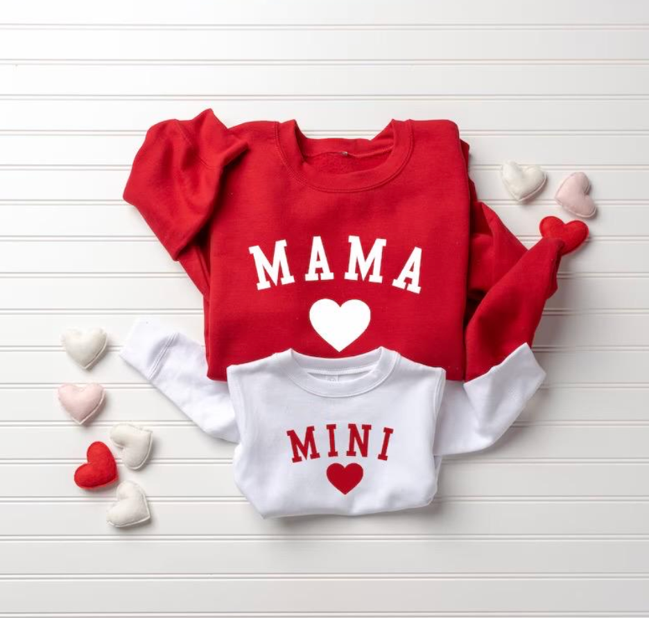 Matching Mommy and Mini Valentine’s Day Crewnecks | Mama and Mini Matching Valentine Sweatshirts | Mommy and Me Valentine Outfit