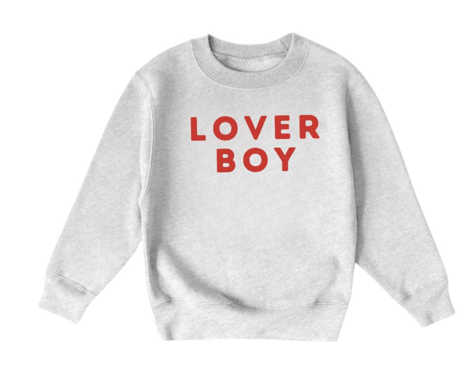 Lover Boy Grey Valentines Day Crewneck Sweatshirt for Kids | Valentine’s Day Kids Sweatshirt | Trendy Valentine Outfit for Boys
