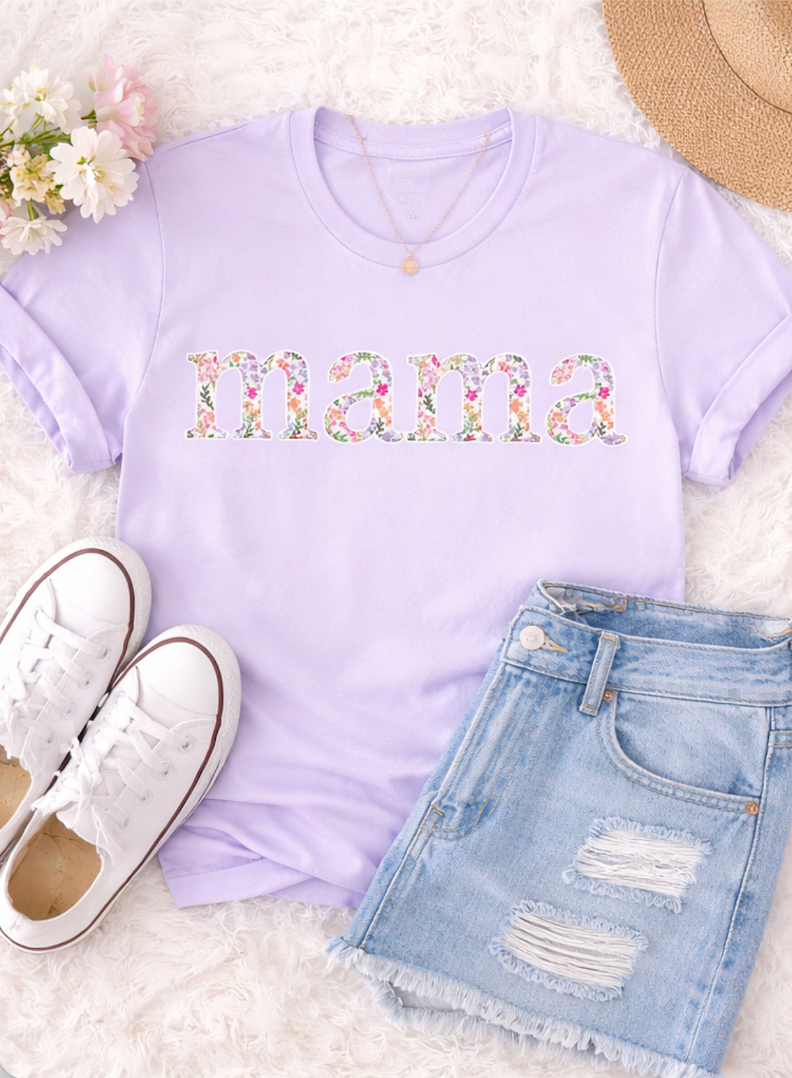 Mama Lavender Floral Shirt | Floral Mama Tee | Pastel Mama Shirt | Trendy Mom T-Shirt | Spring Mom Outfit | Gift for Mom