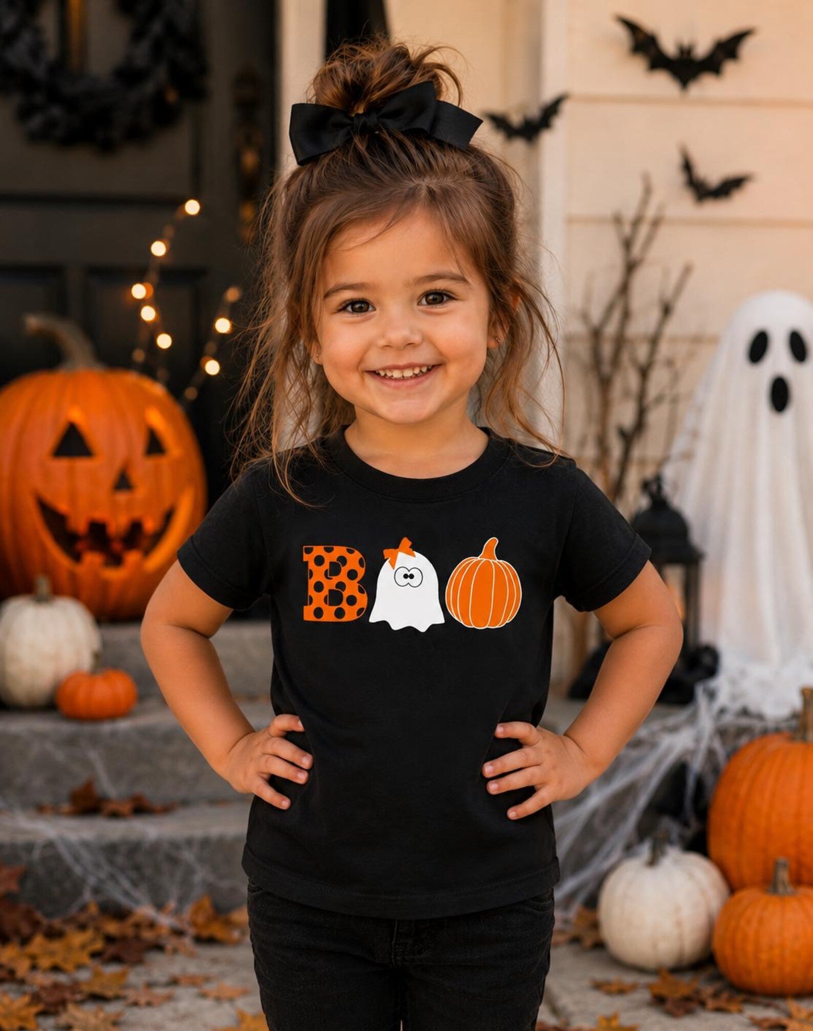 Boo Ghost Pumpkin Halloween Shirt for Kids
