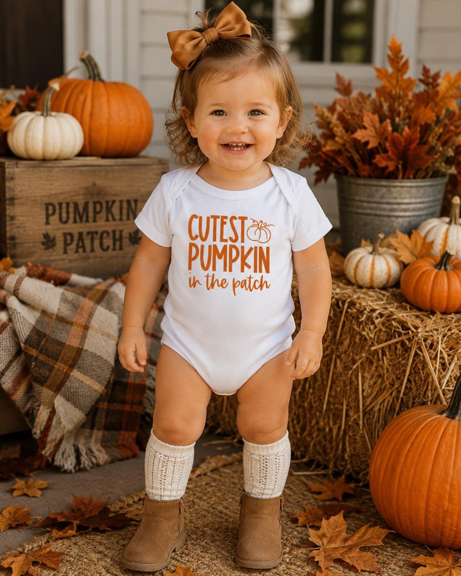 Cutest Pumpkin in the Patch White Fall Outfit for Kids