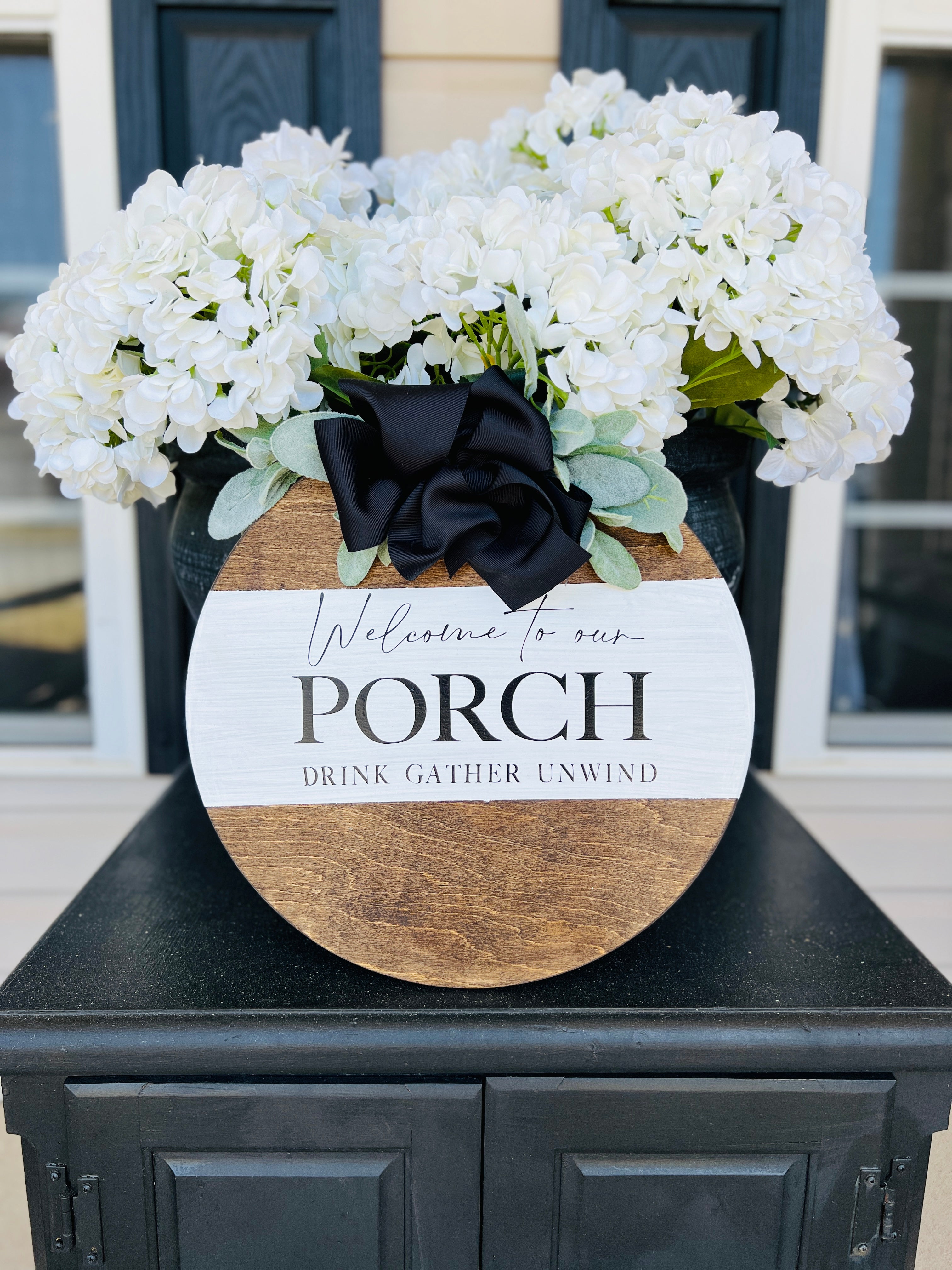 Welcome To Our Porch Round Wooden Sign