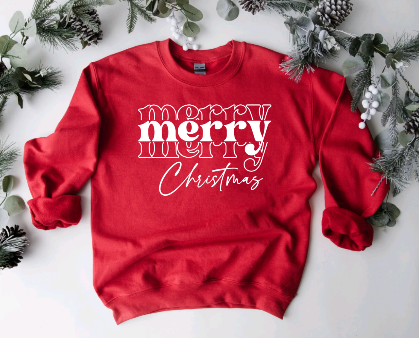 Merry Christmas Retro Red or Green Crewneck