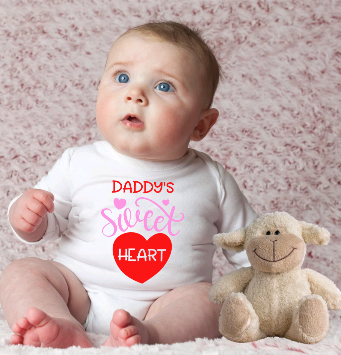 Daddy's Little Valentine White Long Sleeve Bodysuit