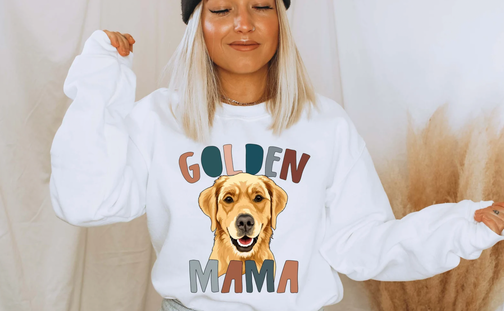 Golden Mama Golden Retriever White Crewneck