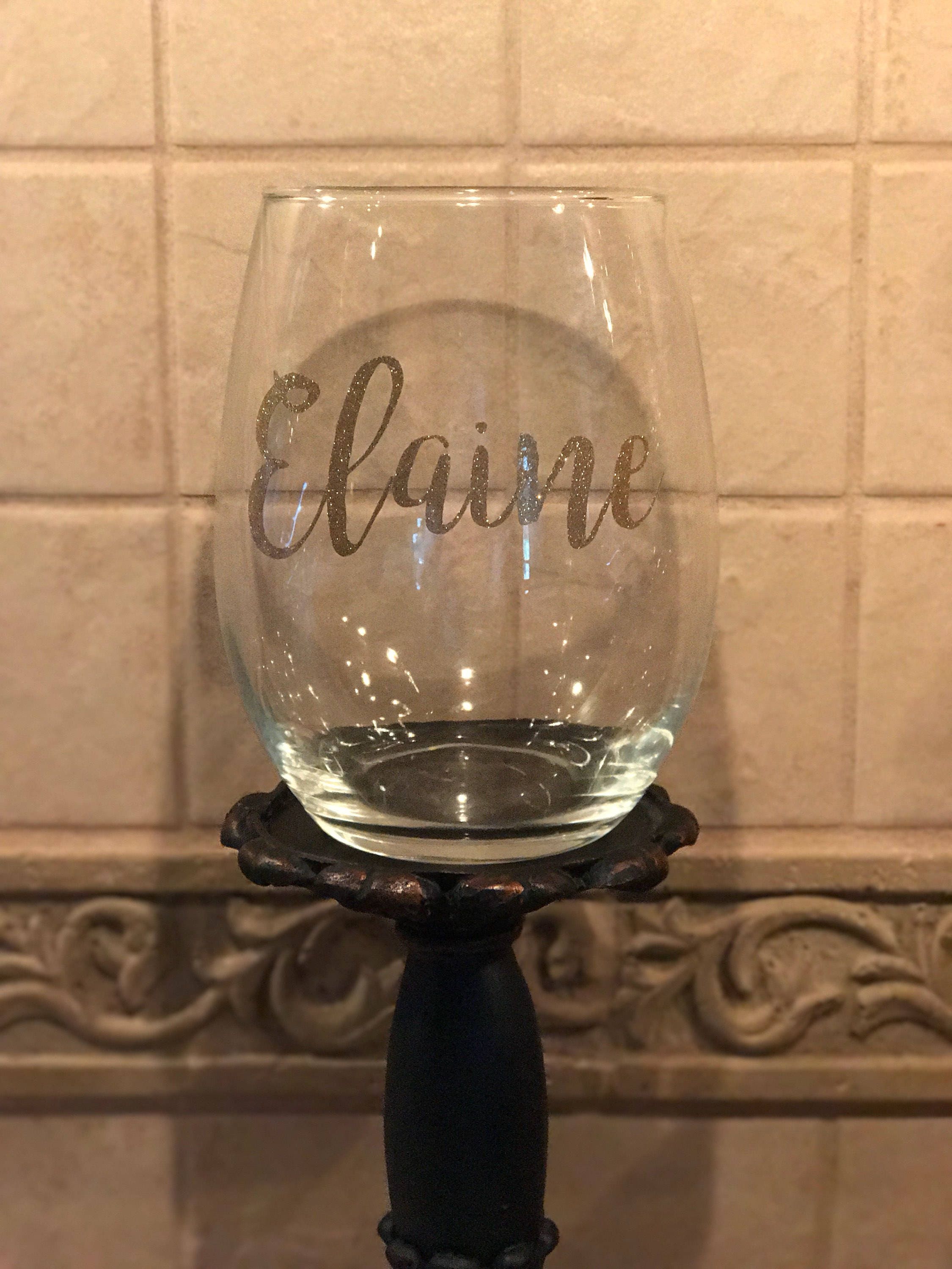 Personalized Gold Stemless Wine Glass