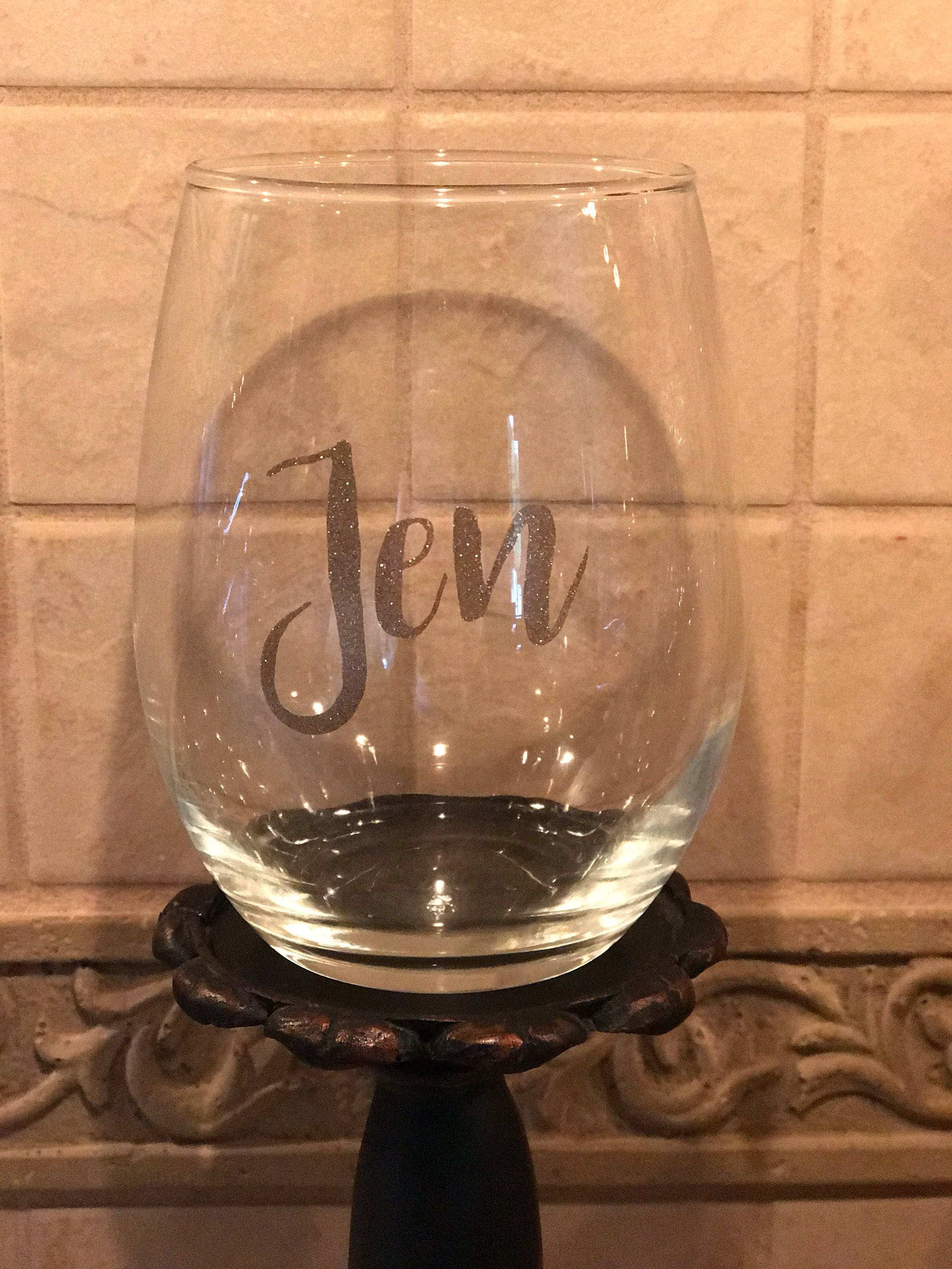 Personalized Gold Stemless Wine Glass