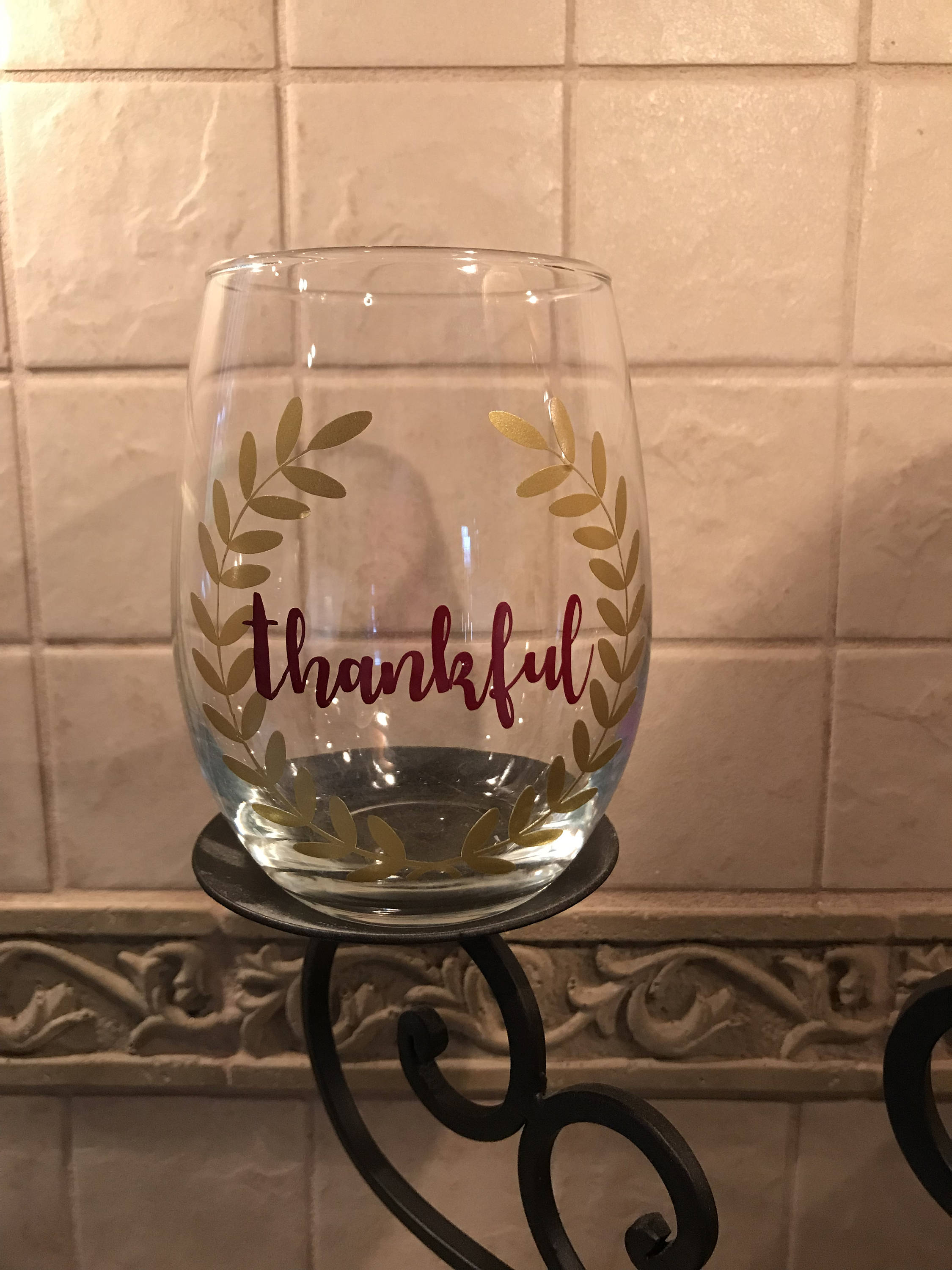 Thankful Wine Fall Wine Glass