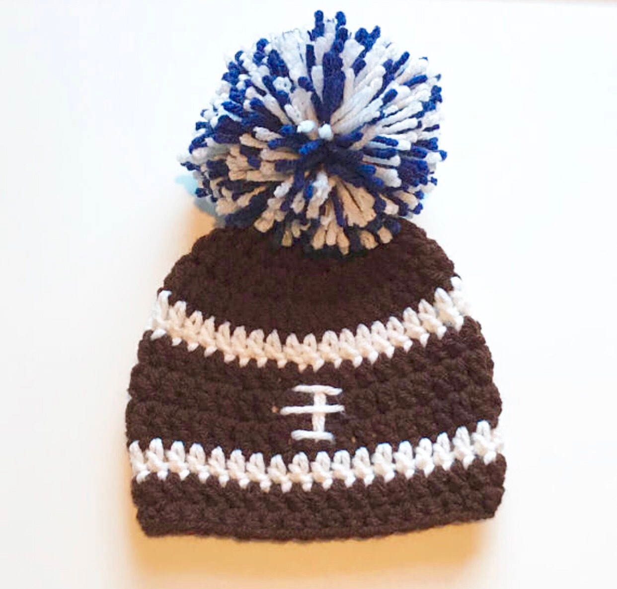 Handmade Crochet Football Beanie Hat