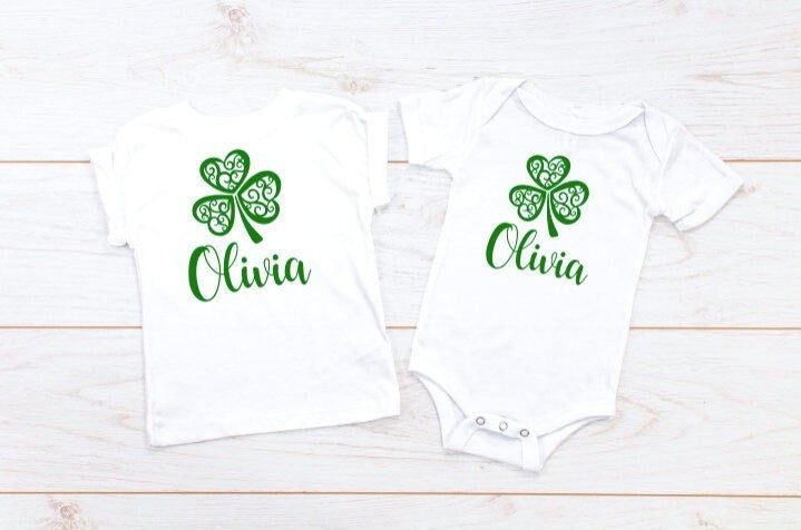 Personalized St. Patricks Day Clover White Tee