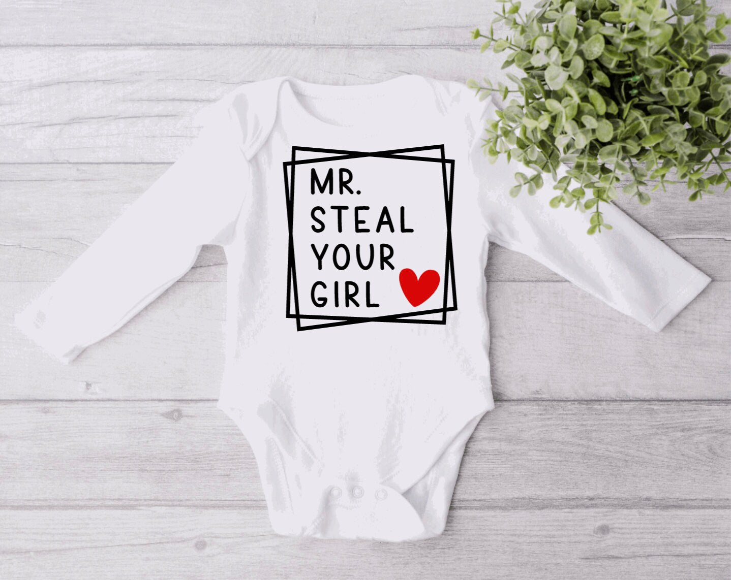 Mr Steal Your Girl Valentine's Day White Bodysuit