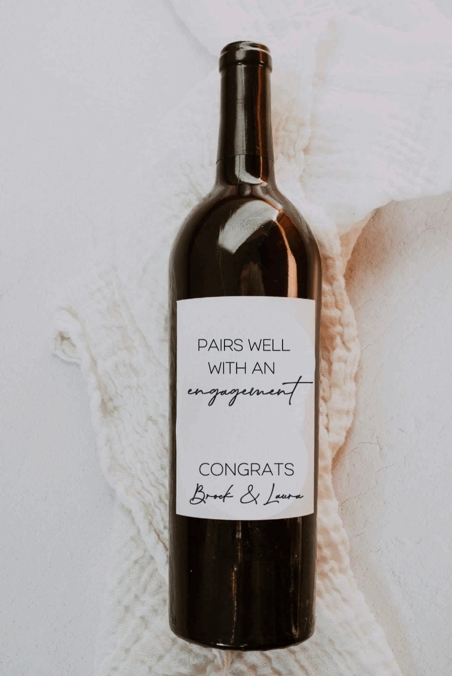 Personalized Pairs Well With an Engagement Wine Bottle Label
