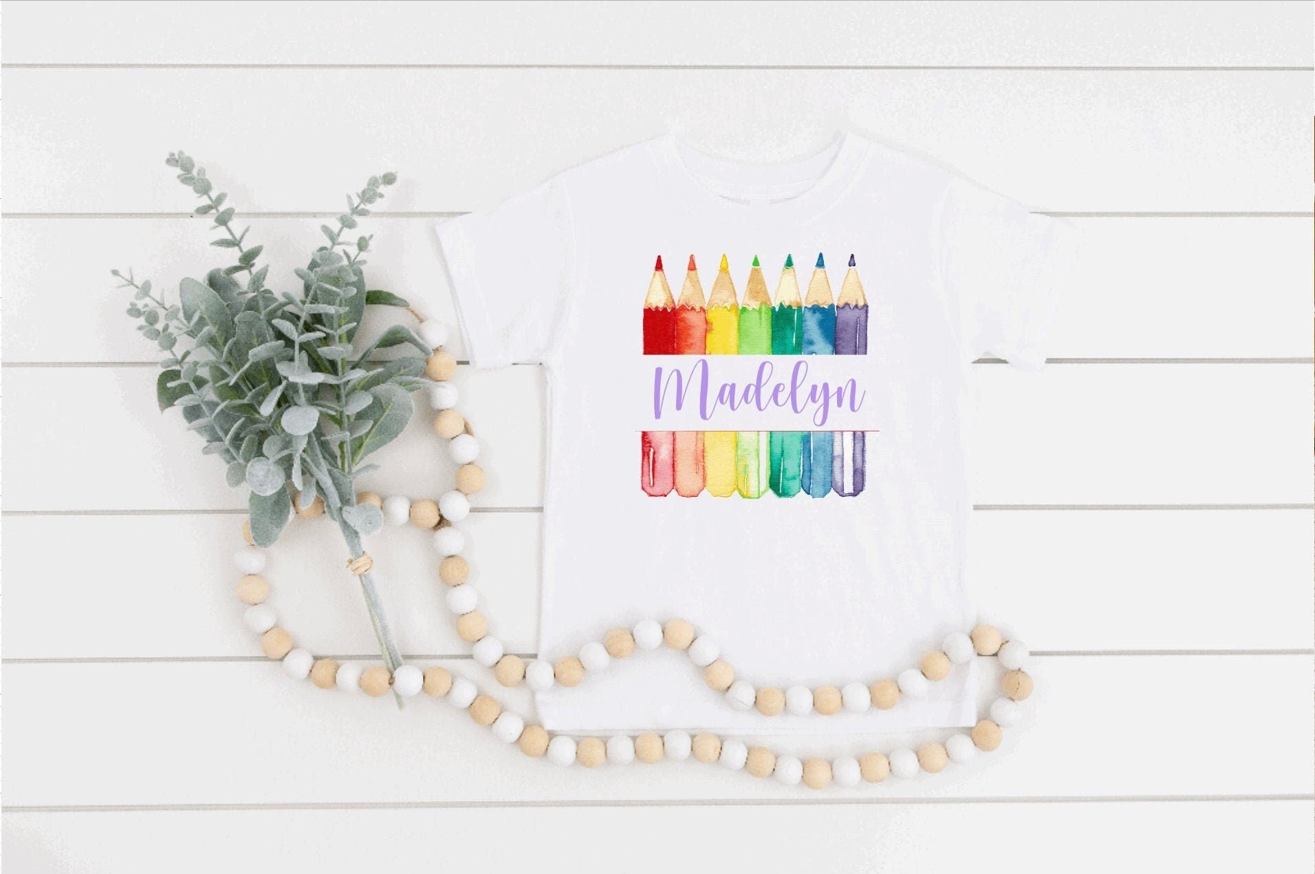 Personalized Back To School Crayon White Tee