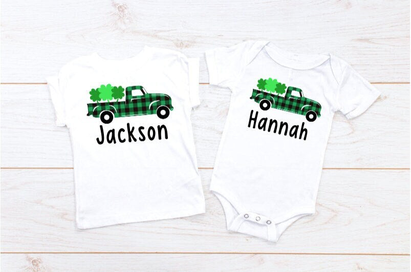 Personalized St. Patricks Day Truck White Tee