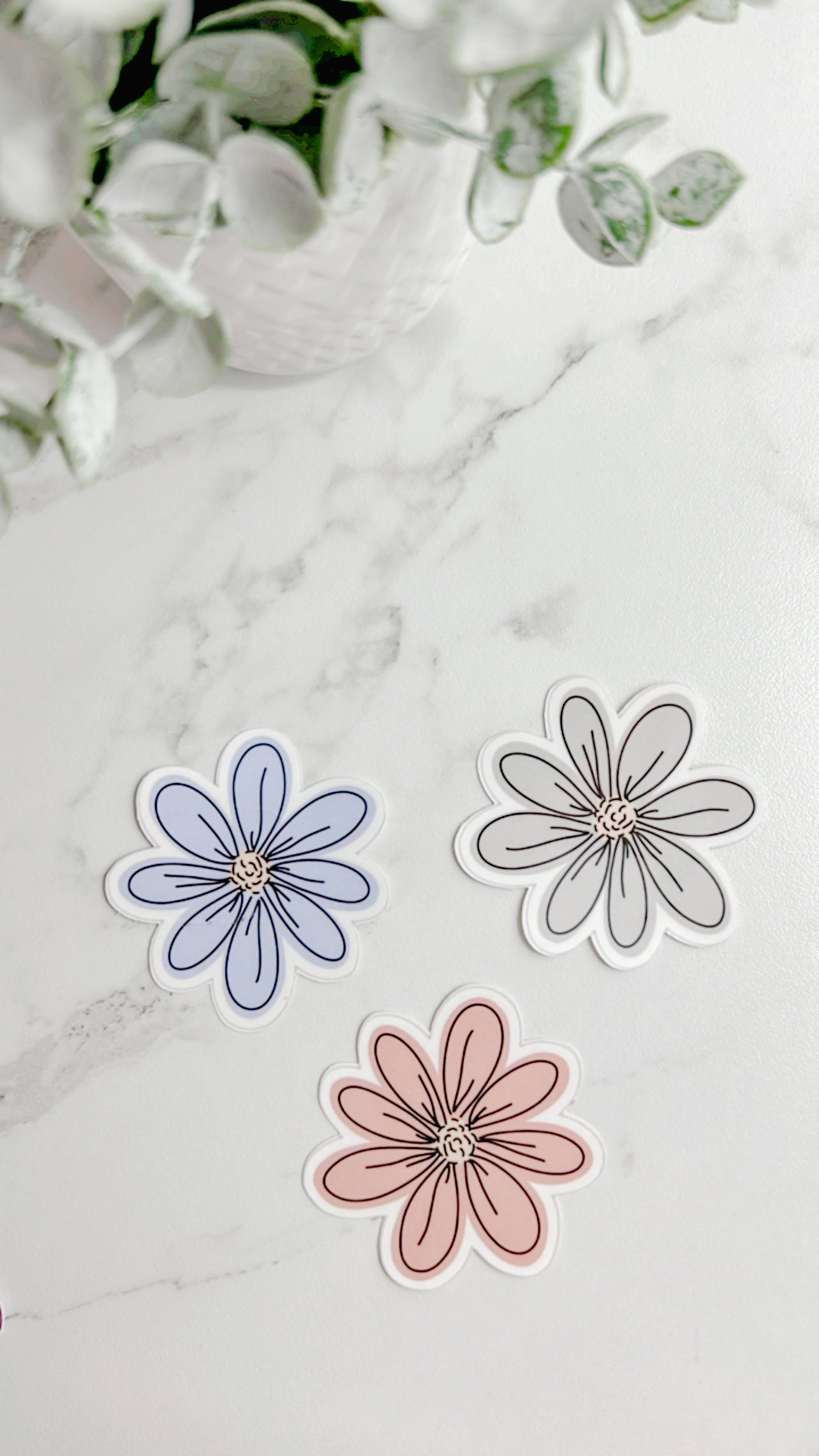 Pastel Flower Stickers Pack of 3