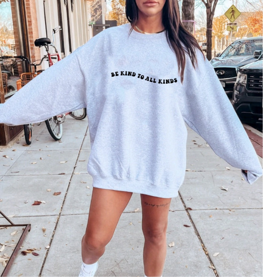 Be Kind To All Kinds Gray Crewneck