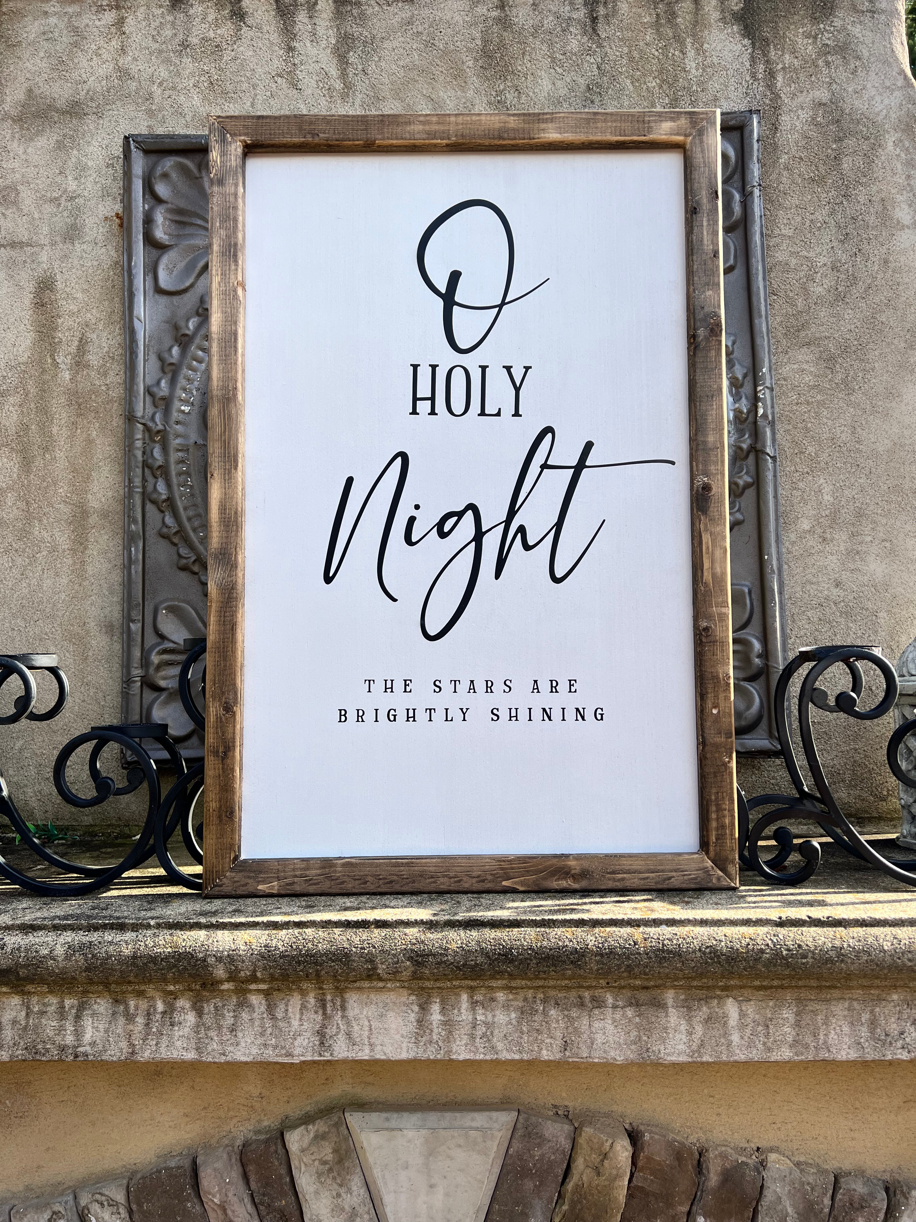 O Holy Night Wooden Christmas Decor Sign